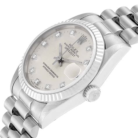 rolex datejust white gold and diamond ladies automatic watch